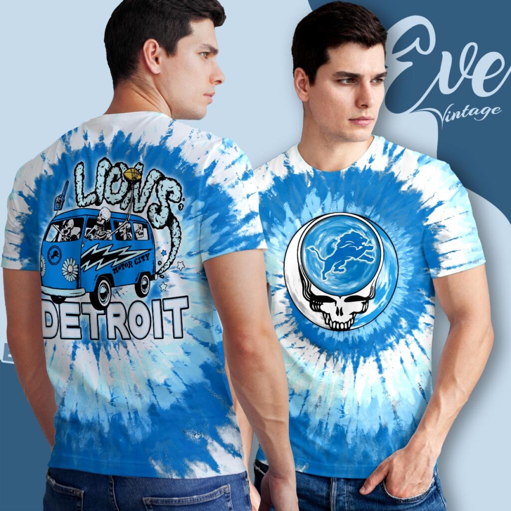 Stealie Detroit Lions Grateful Dead Tie-Dye Shirt