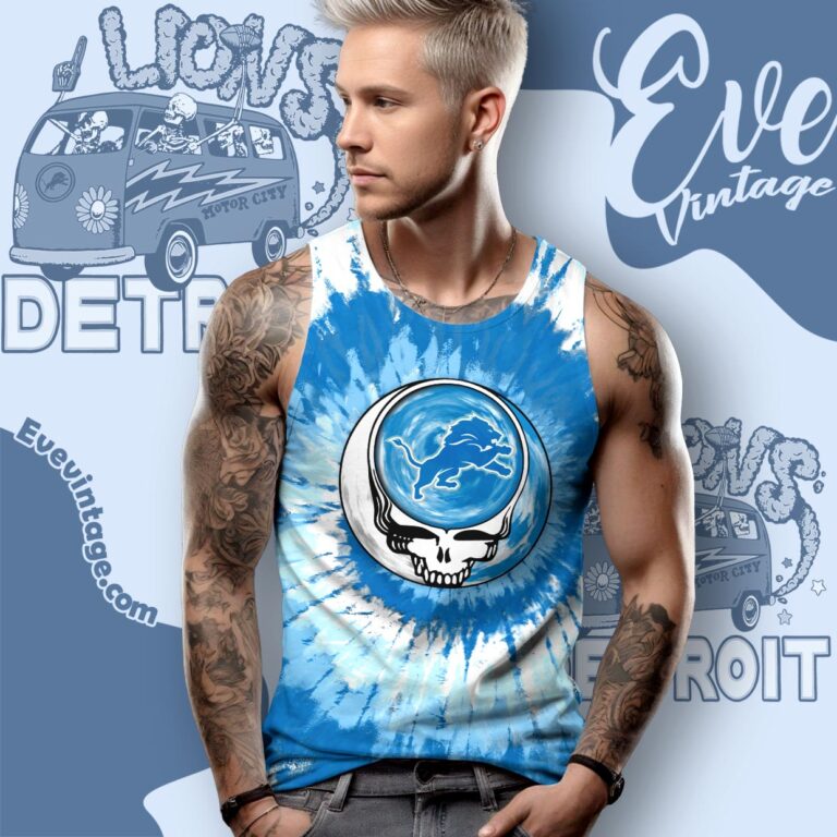 Stealie Detroit Lions Grateful Dead Tie dye Shirt Tank Top Racerback Stealie Detroit Lions Grateful Dead Tie dye Shirt Tank Top Racerback