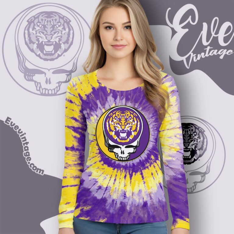 Stealie Lsu Tigers Grateful Dead Tie Dye Shirt Long Sleeve Tee Stealie Lsu Tigers Grateful Dead Tie Dye Shirt Long Sleeve Tee