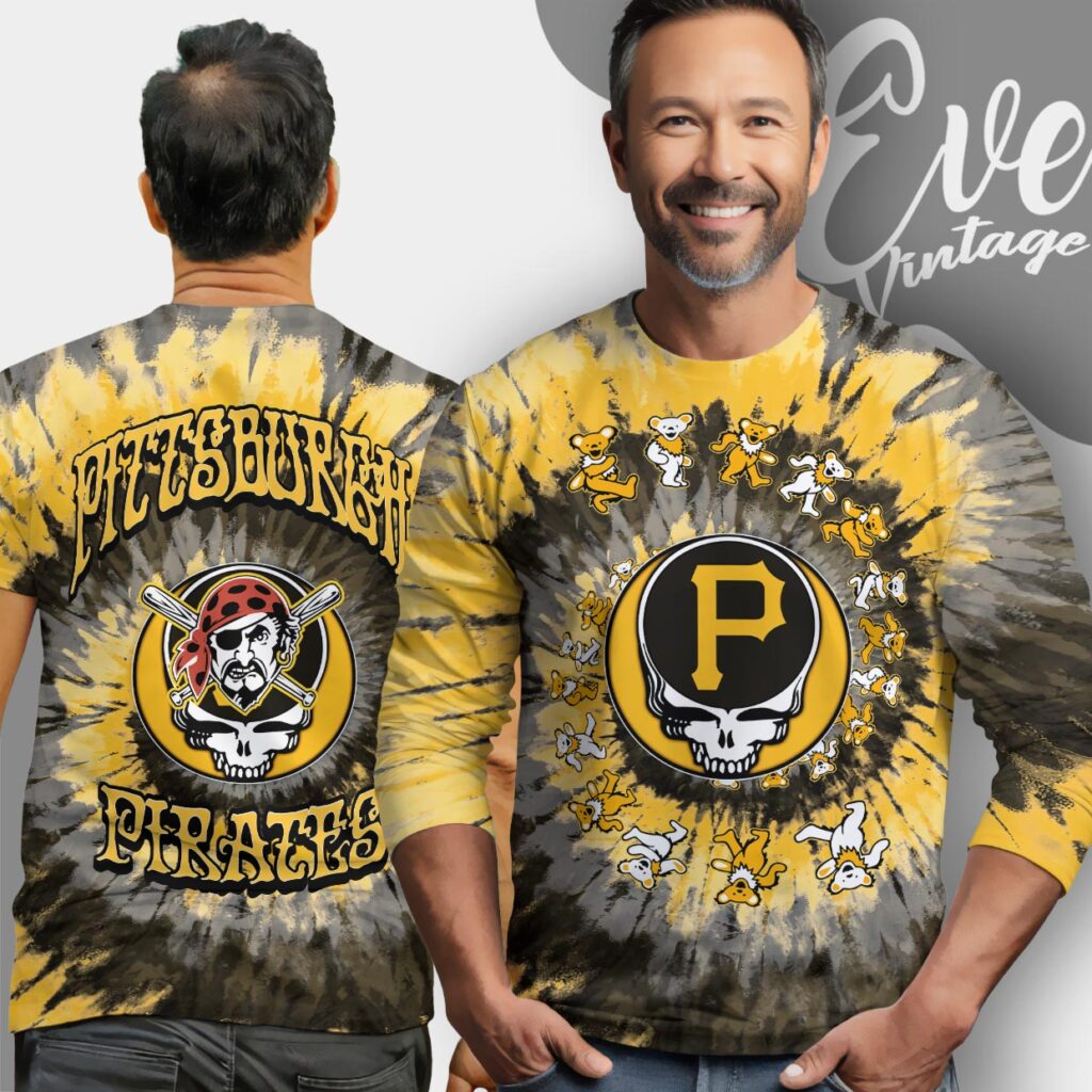 Stealie Pittsburgh Pirates Grateful Dead Tie Dye Shirt Long Sleeve Tee