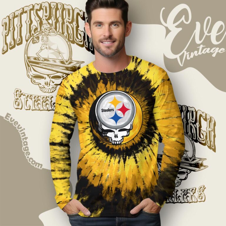 Stealie Pittsburgh Steelers Grateful Dead Tie dye Shirt Long Sleeve Tee Stealie Pittsburgh Steelers Grateful Dead Tie dye Shirt Long Sleeve Tee