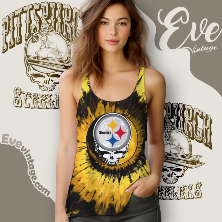 Stealie Pittsburgh Steelers Grateful Dead Tie dye Shirt Tank Top Racerback Stealie Pittsburgh Steelers Grateful Dead Tie dye Shirt Tank Top Racerback