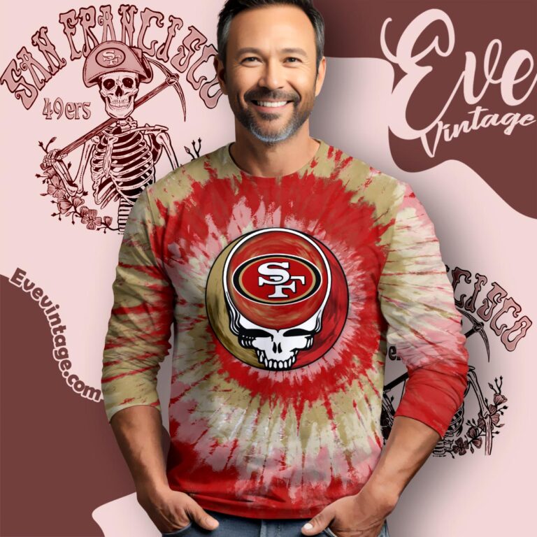 Stealie San Francisco 49ers Grateful Dead Tie Dye Shirt Long Sleeve Tee Stealie San Francisco 49ers Grateful Dead Tie Dye Shirt Long Sleeve Tee