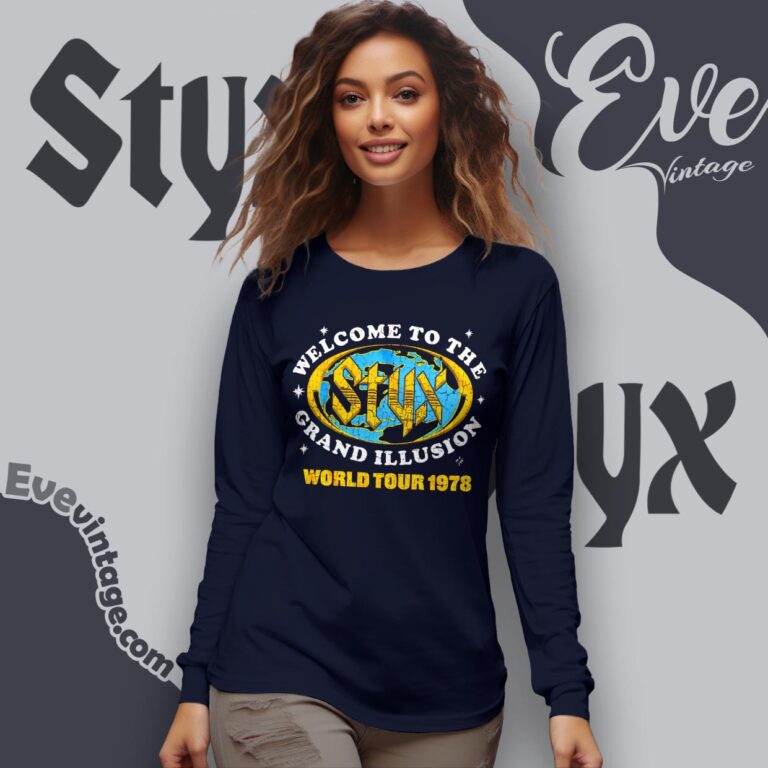Styx Grand Illusion World Tour 78 Shirt Long Sleeve Tee Styx Grand Illusion World Tour 78 Shirt Long Sleeve Tee