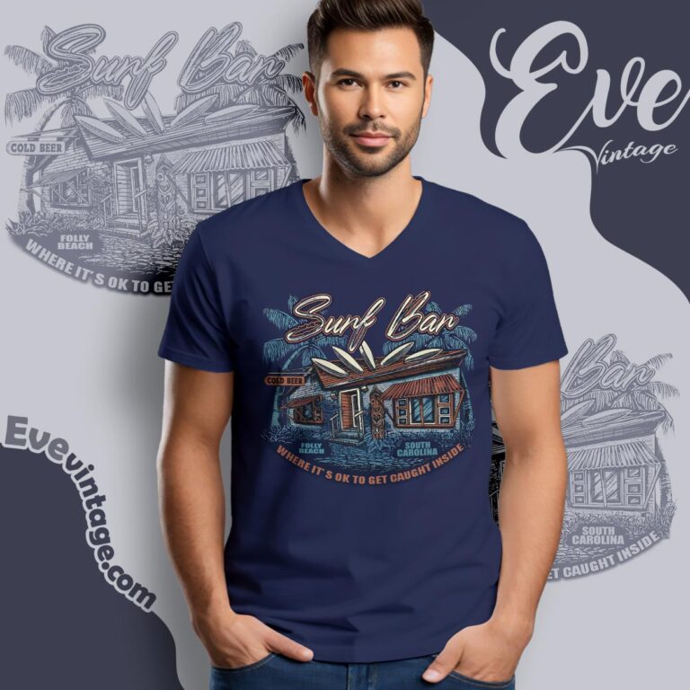 Surf Bar Shirt Folly Beach Sc Dive Bar V Neck TShirt Surf Bar Shirt Folly Beach Sc Dive Bar V Neck TShirt
