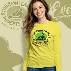 Tahitian Lanai Papeete Bar Shirt Waikiki Hi Tiki Bar Long Sleeve Tee