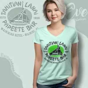 Tahitian Lanai Papeete Bar Shirt Waikiki Hi Tiki Bar V Neck TShirt