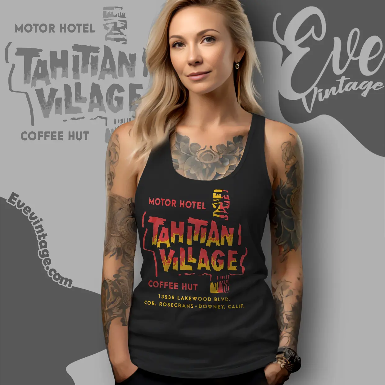 Tahitian Village Shirt Downey Ca Tiki Bar Tank Top Racerback Tahitian Village Shirt Downey Ca Tiki Bar Tank Top Racerback
