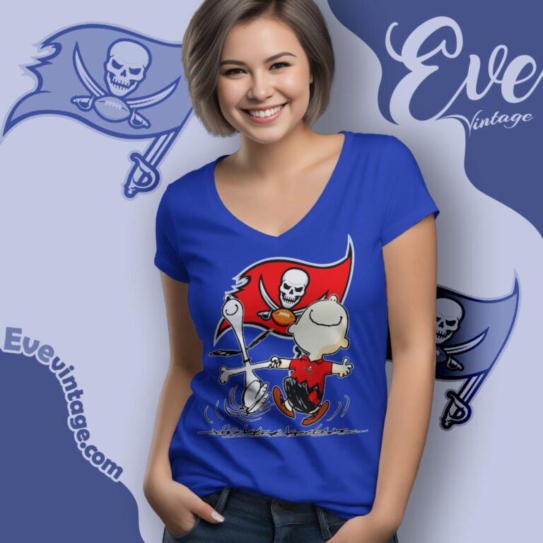 Tampa Bay Buccaneers Charlie Brown Snoopy Happy Dancing Shirt V Neck TShirt Tampa Bay Buccaneers Charlie Brown Snoopy Happy Dancing Shirt V Neck TShirt