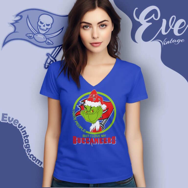 Tampa Bay Buccaneers Christmas Grinch Shirt I Hate People But I Love My Buccaneers V Neck TShirt Tampa Bay Buccaneers Christmas Grinch Shirt I Hate People But I Love My Buccaneers V Neck TShirt