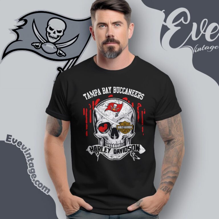 Tampa Bay Buccaneers Harley Davidson Skull Shirt T Shirt Tampa Bay Buccaneers Harley Davidson Skull Shirt T Shirt