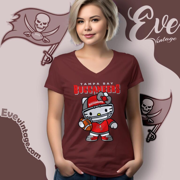 Tampa Bay Buccaneers Hello Kitty Shirt V Neck TShirt Tampa Bay Buccaneers Hello Kitty Shirt V Neck TShirt