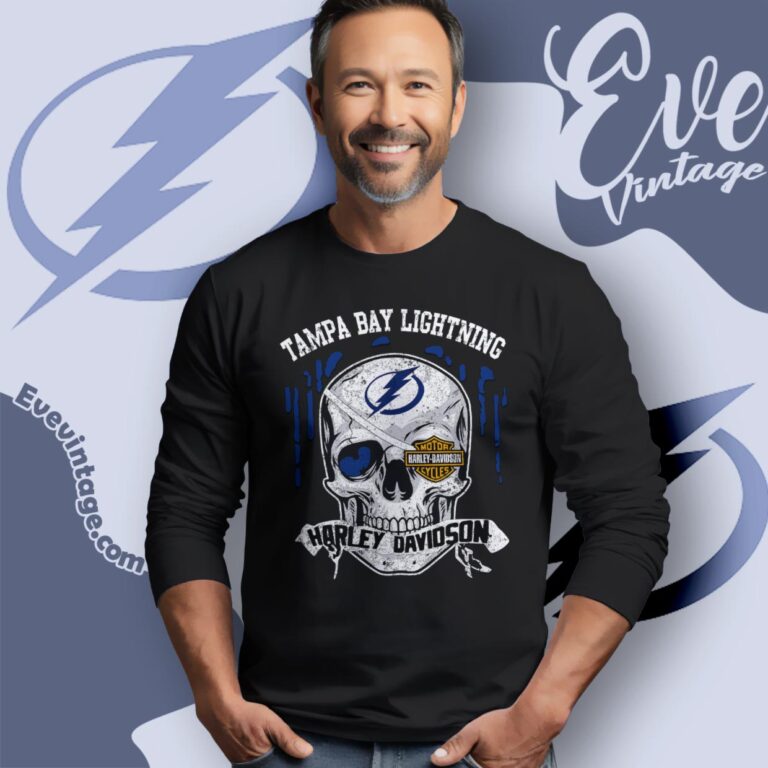 Tampa Bay Lightning Harley Davidson Skull Shirt Long Sleeve Tee Tampa Bay Lightning Harley Davidson Skull Shirt Long Sleeve Tee