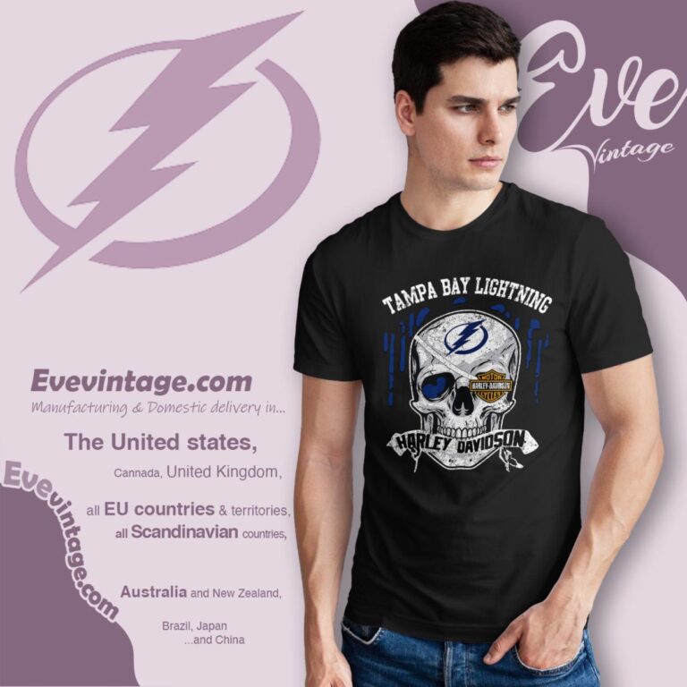 Tampa Bay Lightning Harley Davidson Skull Shirt T Shirt Tampa Bay Lightning Harley Davidson Skull Shirt T Shirt