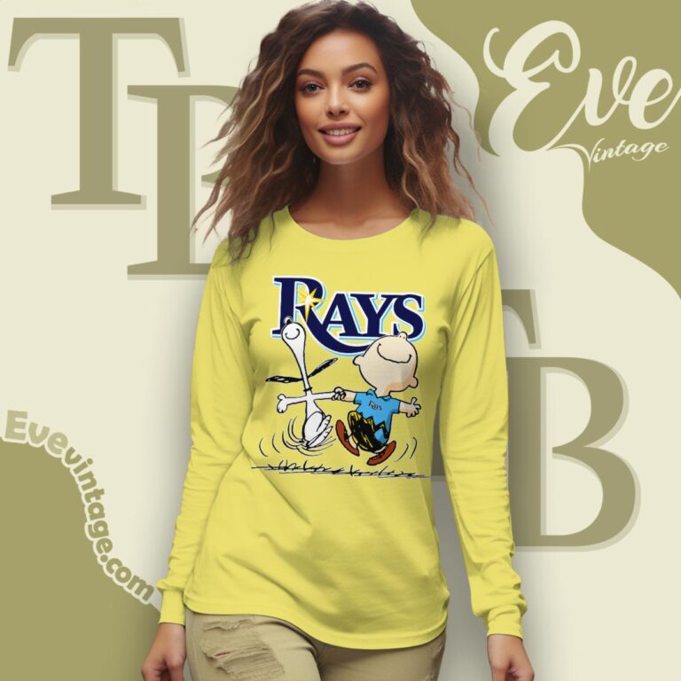 Tampa Bay Rays Charlie Brown Snoopy Happy Dancing Shirt Long Sleeve Tee Tampa Bay Rays Charlie Brown Snoopy Happy Dancing Shirt Long Sleeve Tee