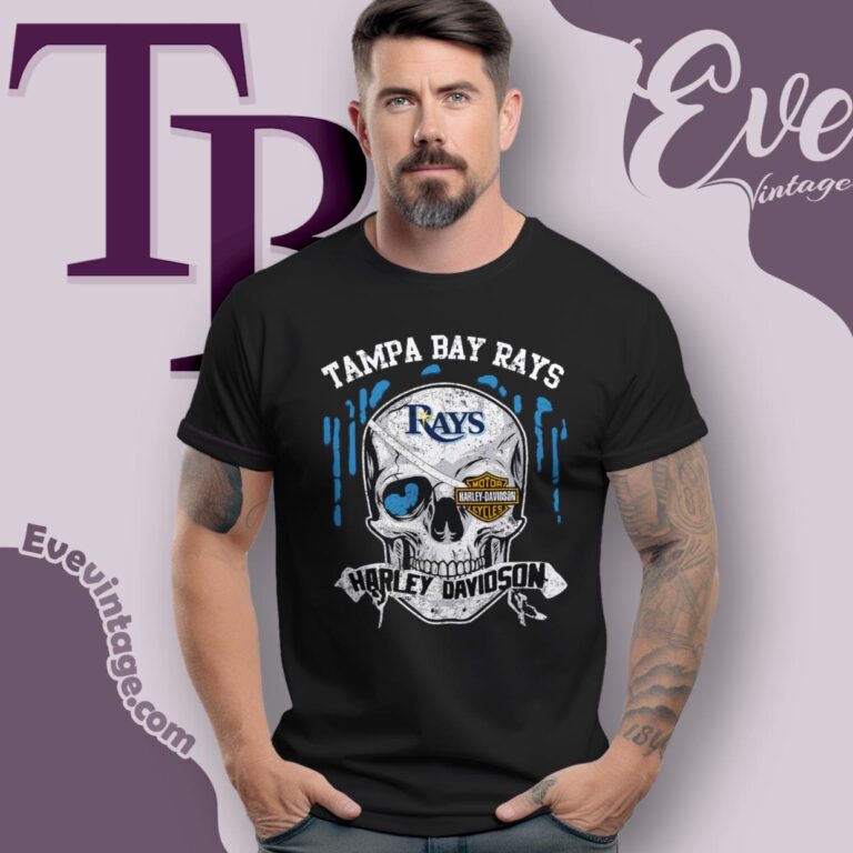 Tampa Bay Rays Harley Davidson Skull T Shirt Tampa Bay Rays Harley Davidson Skull T Shirt