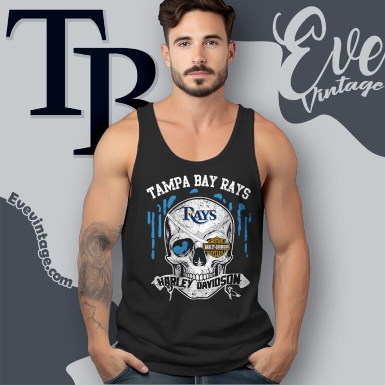 Tampa Bay Rays Harley Davidson Skull Tank Top Racerback Tampa Bay Rays Harley Davidson Skull Tank Top Racerback