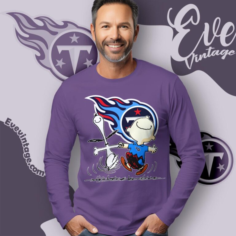 Tennessee Titans Charlie Brown Snoopy Happy Dancing Shirt Long Sleeve Tee Tennessee Titans Charlie Brown Snoopy Happy Dancing Shirt Long Sleeve Tee