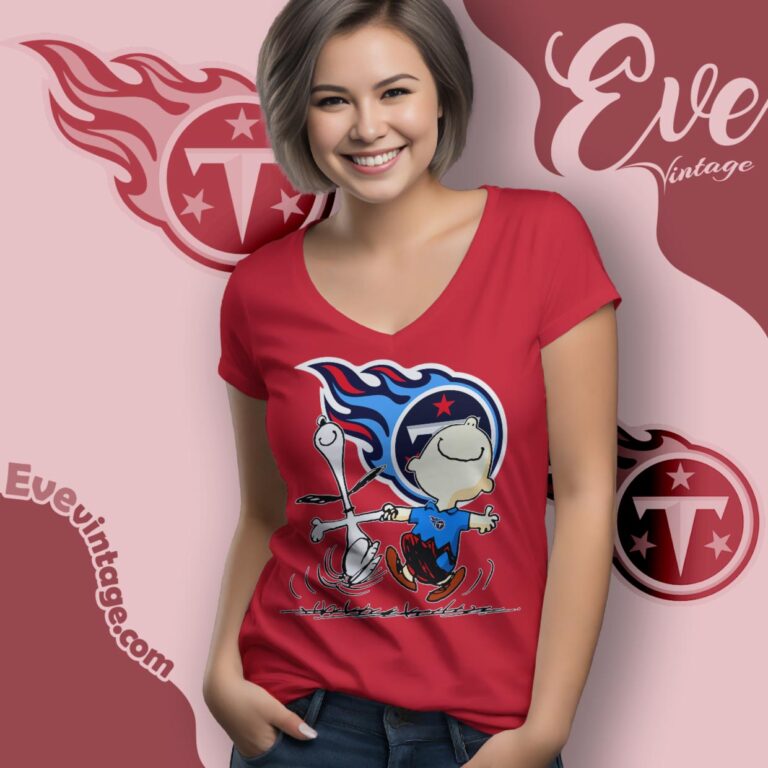 Tennessee Titans Charlie Brown Snoopy Happy Dancing Shirt V Neck TShirt Tennessee Titans Charlie Brown Snoopy Happy Dancing Shirt V Neck TShirt