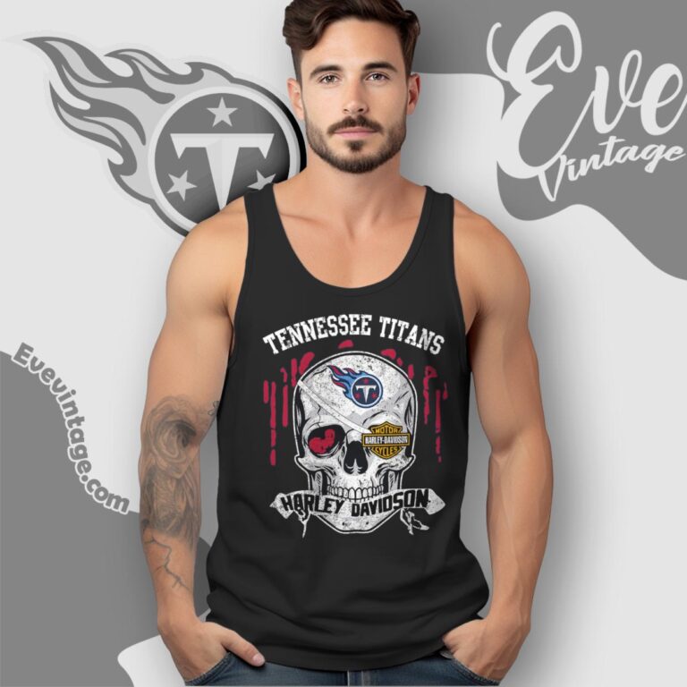 Tennessee Titans Harley Davidson Skull Shirt Tank Top Racerback Tennessee Titans Harley Davidson Skull Shirt Tank Top Racerback