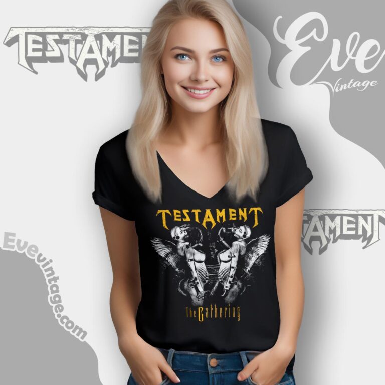 Testament The Gathering Album Shirt V Neck TShirt Testament The Gathering Album Shirt V Neck TShirt