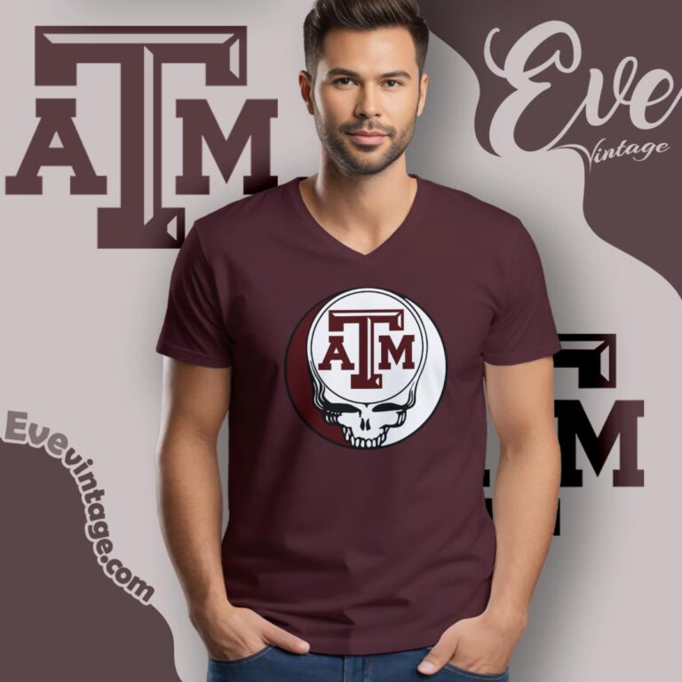 Texas Am University Steal Your Face Grateful Dead Shirt V Neck TShirt Texas Am University Steal Your Face Grateful Dead Shirt V Neck TShirt
