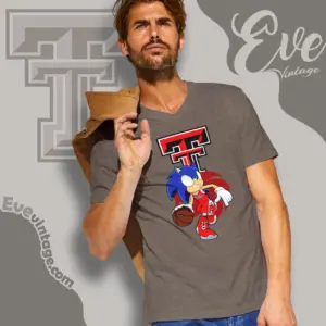 Texas Tech Red Raiders Sonic The Hedgehog Basketball V Neck TShirt