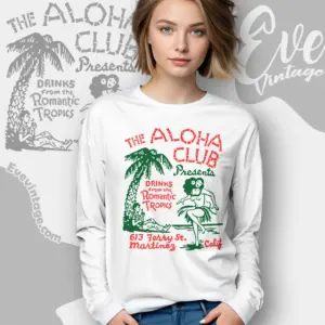 The Aloha Club Shirt Martinez Tiki Bar Long Sleeve Tee