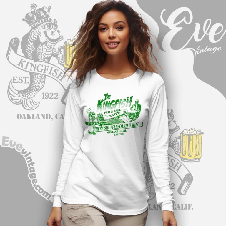 The Kingfish Pub Cafe Shirt Here Shuffleboard Is King Long Sleeve Tee The Kingfish Pub Cafe Shirt Here Shuffleboard Is King Long Sleeve Tee