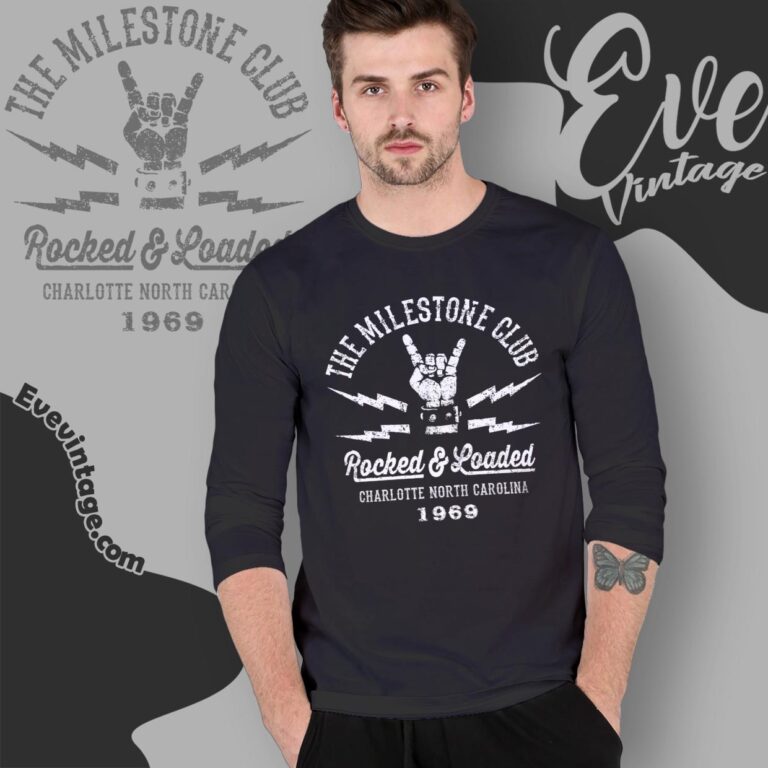 The Milestone Club Charlotte Carolina Dive Bar Long Sleeve Tee The Milestone Club Charlotte Carolina Dive Bar Long Sleeve Tee