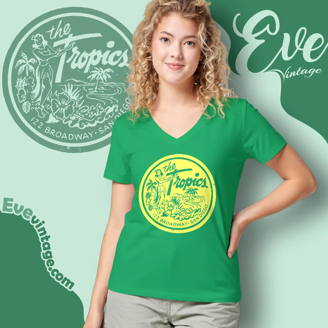 The Tropics Bar Shirt San Diego Ca Tiki Bar V Neck TShirt The Tropics Bar Shirt San Diego Ca Tiki Bar V Neck TShirt