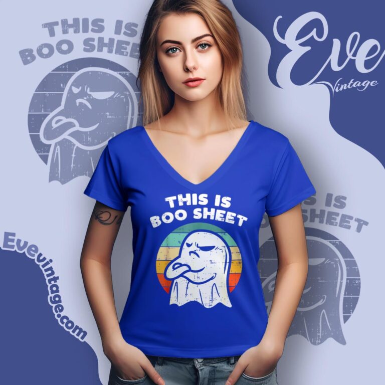 This Is Boo Sheet Ghost Retro Halloween Shirt V Neck TShirt This Is Boo Sheet Ghost Retro Halloween Shirt V Neck TShirt