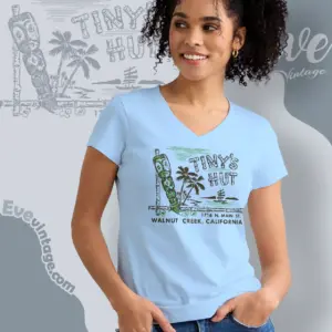 Tinys Hut Walnut Creek Tiki Bar V Neck TShirt