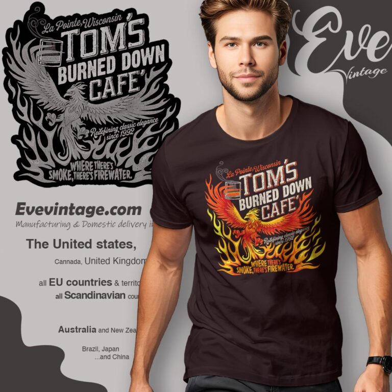 Tom's Burned Down Cafe Shirt Wisconsin Dive Bar T shirt Tom's Burned Down Cafe Shirt Wisconsin Dive Bar T shirt