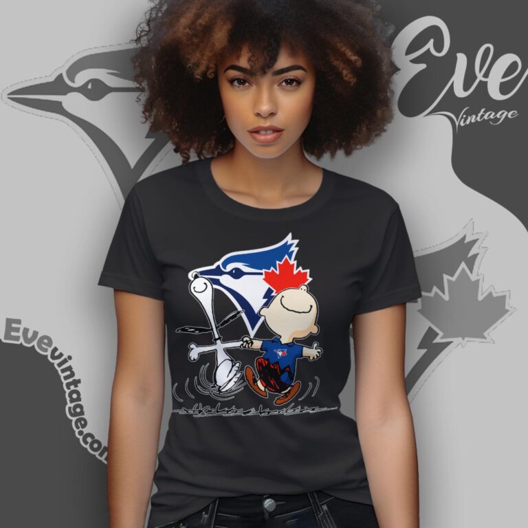 Toronto Blue Jays Charlie Brown Snoopy Happy Dancing Shirt Women T Shirt Toronto Blue Jays Charlie Brown Snoopy Happy Dancing Shirt Women T Shirt