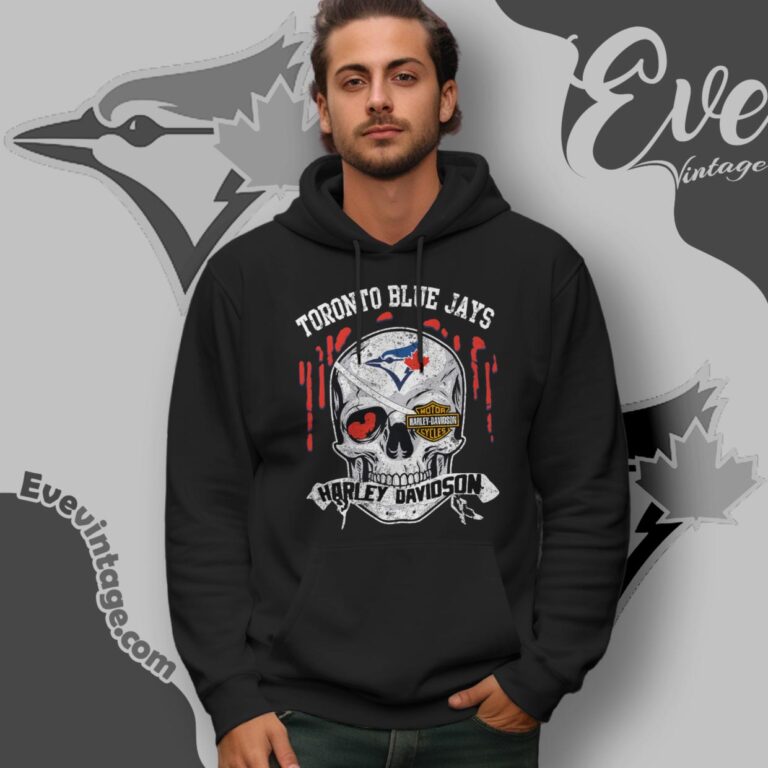 Toronto Blue Jays Harley Davidson Skull Hoodie Toronto Blue Jays Harley Davidson Skull Hoodie