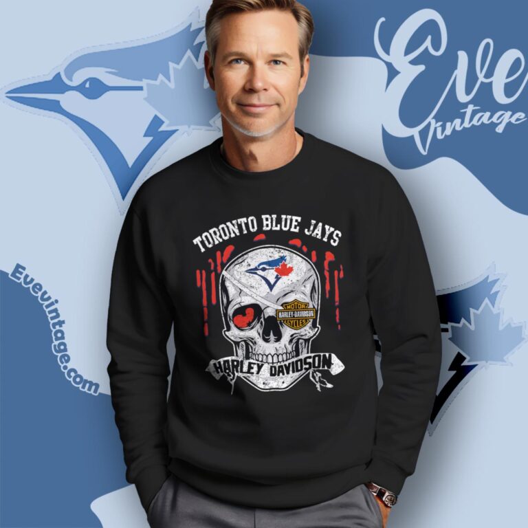 Toronto Blue Jays Harley Davidson Skull Sweatshirt Toronto Blue Jays Harley Davidson Skull Sweatshirt