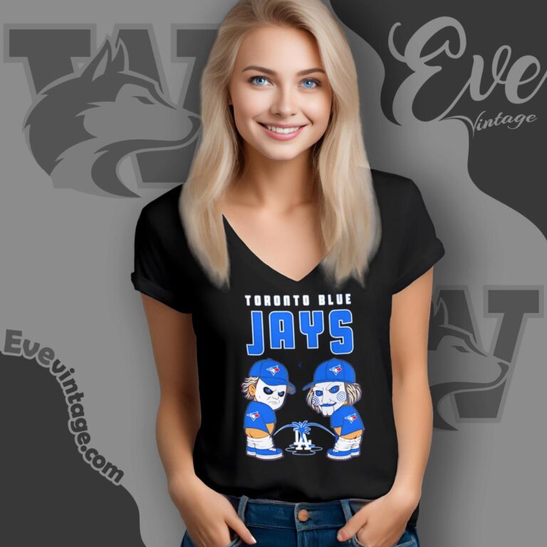 Toronto Blue Jays Peeing Los Angeles Dodgers Shirt V Neck TShirt Toronto Blue Jays Peeing Los Angeles Dodgers Shirt V Neck TShirt