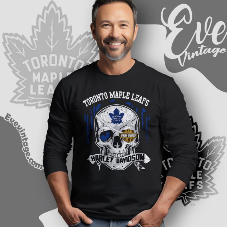 Toronto Maple Leafs Harley Davidson Skull Shirt Long Sleeve Tee Toronto Maple Leafs Harley Davidson Skull Shirt Long Sleeve Tee