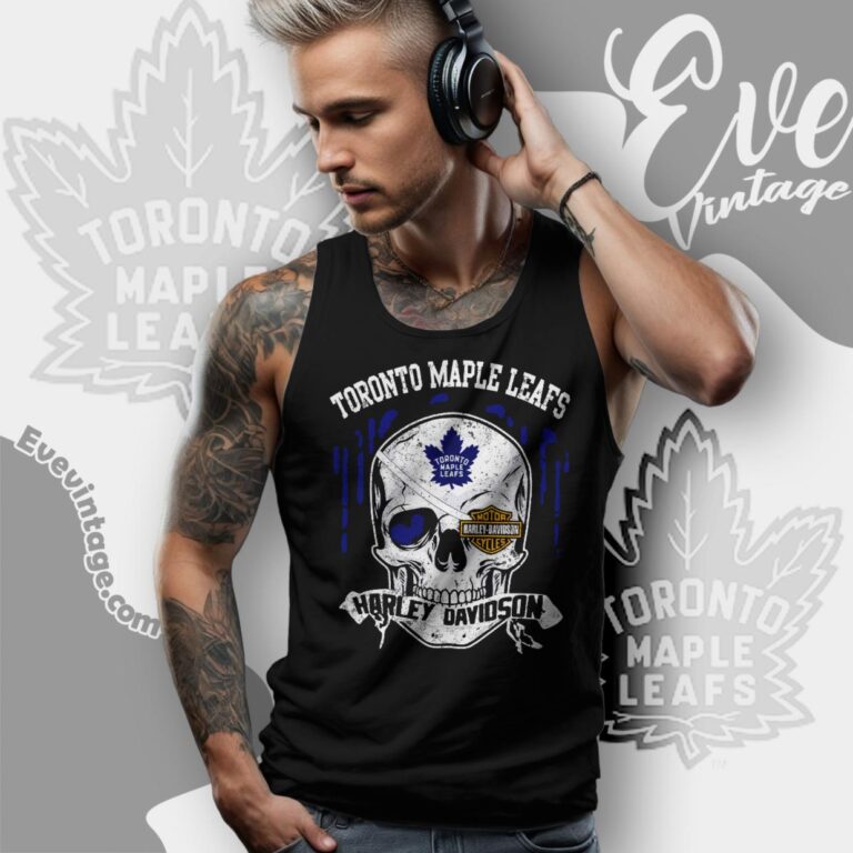 Toronto Maple Leafs Harley Davidson Skull Shirt Tank Top Racerback Toronto Maple Leafs Harley Davidson Skull Shirt Tank Top Racerback