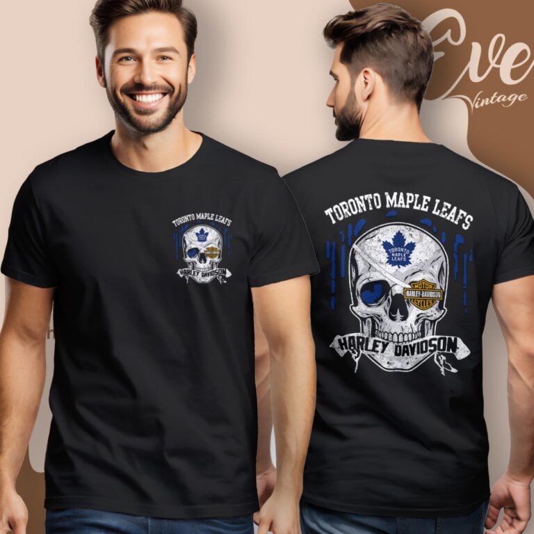 Toronto Maple Leafs Harley Davidson Skull Shirt Women T Shirt Toronto Maple Leafs Harley Davidson Skull Shirt Women T Shirt