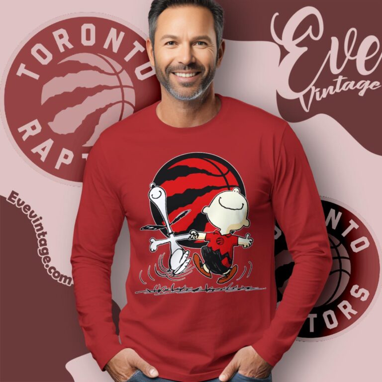 Toronto Raptors Charlie Brown Snoopy Happy Dancing Shirt Long Sleeve Tee Toronto Raptors Charlie Brown Snoopy Happy Dancing Shirt Long Sleeve Tee