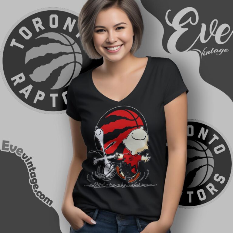 Toronto Raptors Charlie Brown Snoopy Happy Dancing Shirt V Neck TShirt Toronto Raptors Charlie Brown Snoopy Happy Dancing Shirt V Neck TShirt