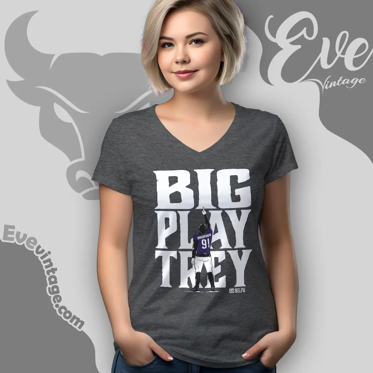 Trey Hendrickson Big Play Trey Baltimore Ravens V Neck TShirt Trey Hendrickson Big Play Trey Baltimore Ravens V Neck TShirt