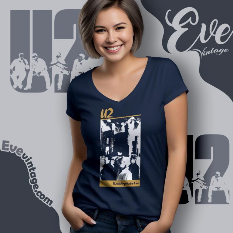 U2 Unforgettable Fire Shirt V Neck TShirt U2 Unforgettable Fire Shirt V Neck TShirt