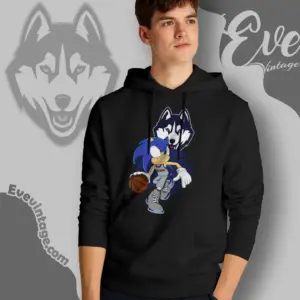 Uconn Huskies Sonic The Hedgehog Basketball Hoodie