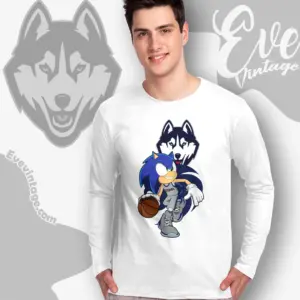 Uconn Huskies Sonic The Hedgehog Basketball Long Sleeve Tee