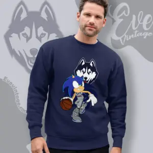 Uconn Huskies Sonic The Hedgehog Basketball Sweatshirt