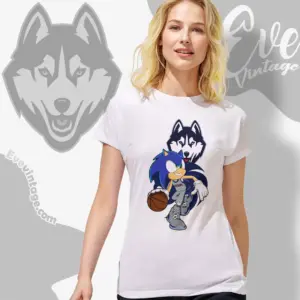 Uconn Huskies Sonic The Hedgehog Basketball Women T shirt