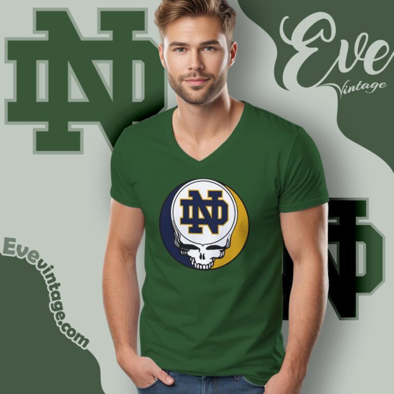 University Of Notre Dame Steal Your Face Grateful Dead Shirt V Neck TShirt University Of Notre Dame Steal Your Face Grateful Dead Shirt V Neck TShirt